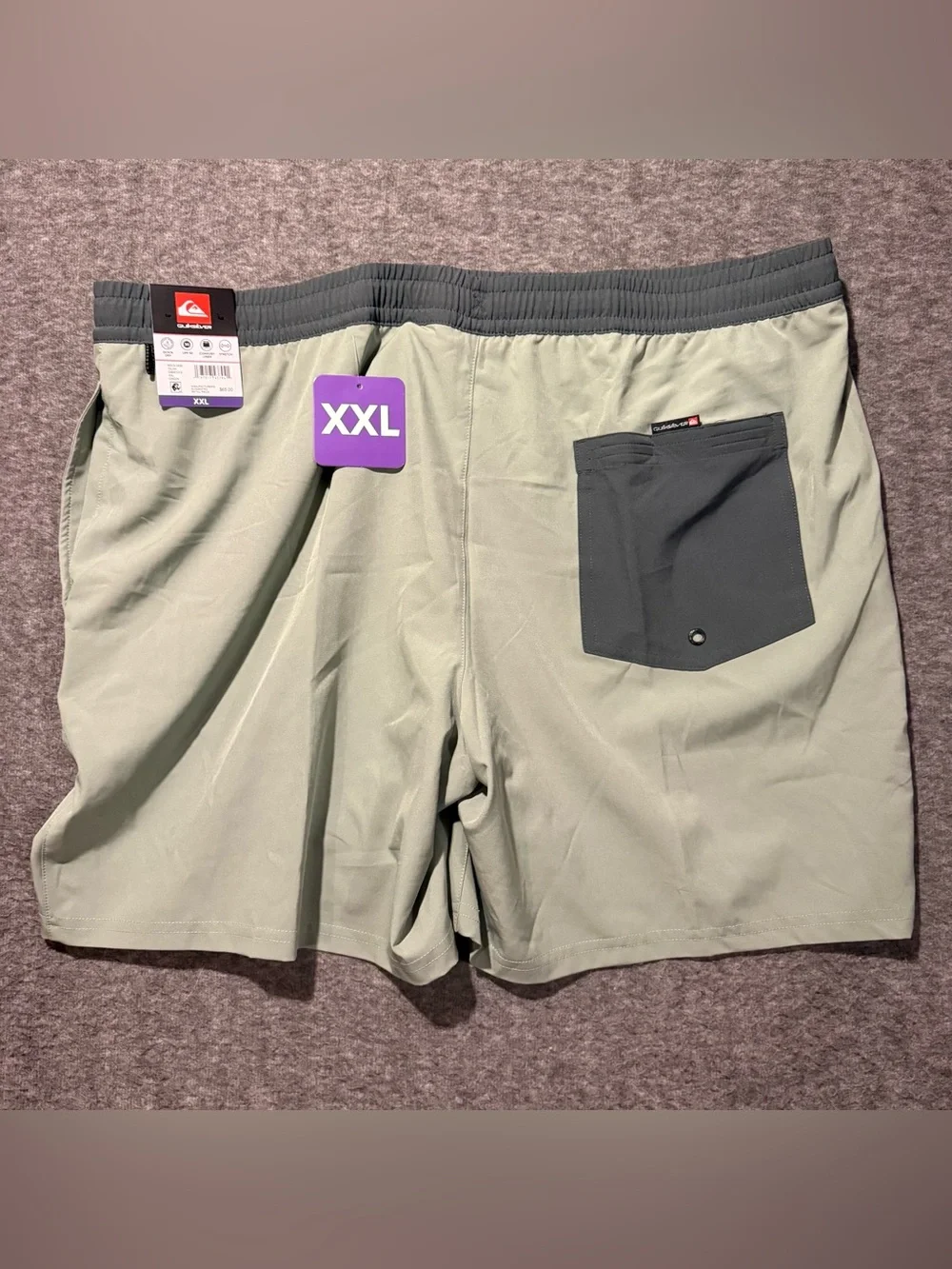 Quicksilver Swim Trunks Shorts Mens XXL Green Lined Quick Dry UPF 50 Stretch NWT